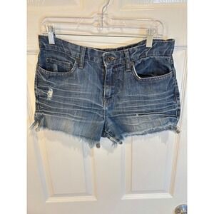 Calvin‎ Klein Jeans Denim Shorts Womens 28/6 Blue Frayed Hem Distressed